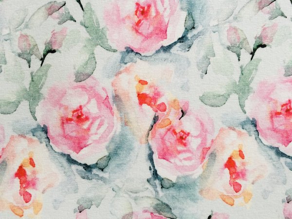 Baumwolljersey Rose aquarell - pastell